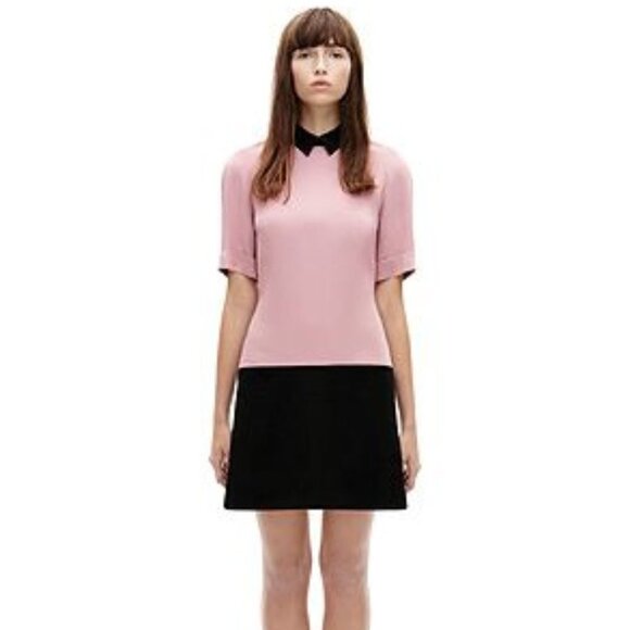Victoria Beckham Blossom Pink & Black  Contast Collar Mini Dress size 6 - Picture 1 of 12